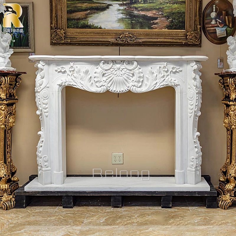 Factory Price Natural Stone Mantel Hand Carved Home Marble Fireplace Surrounding Indoor Decoration for Sale