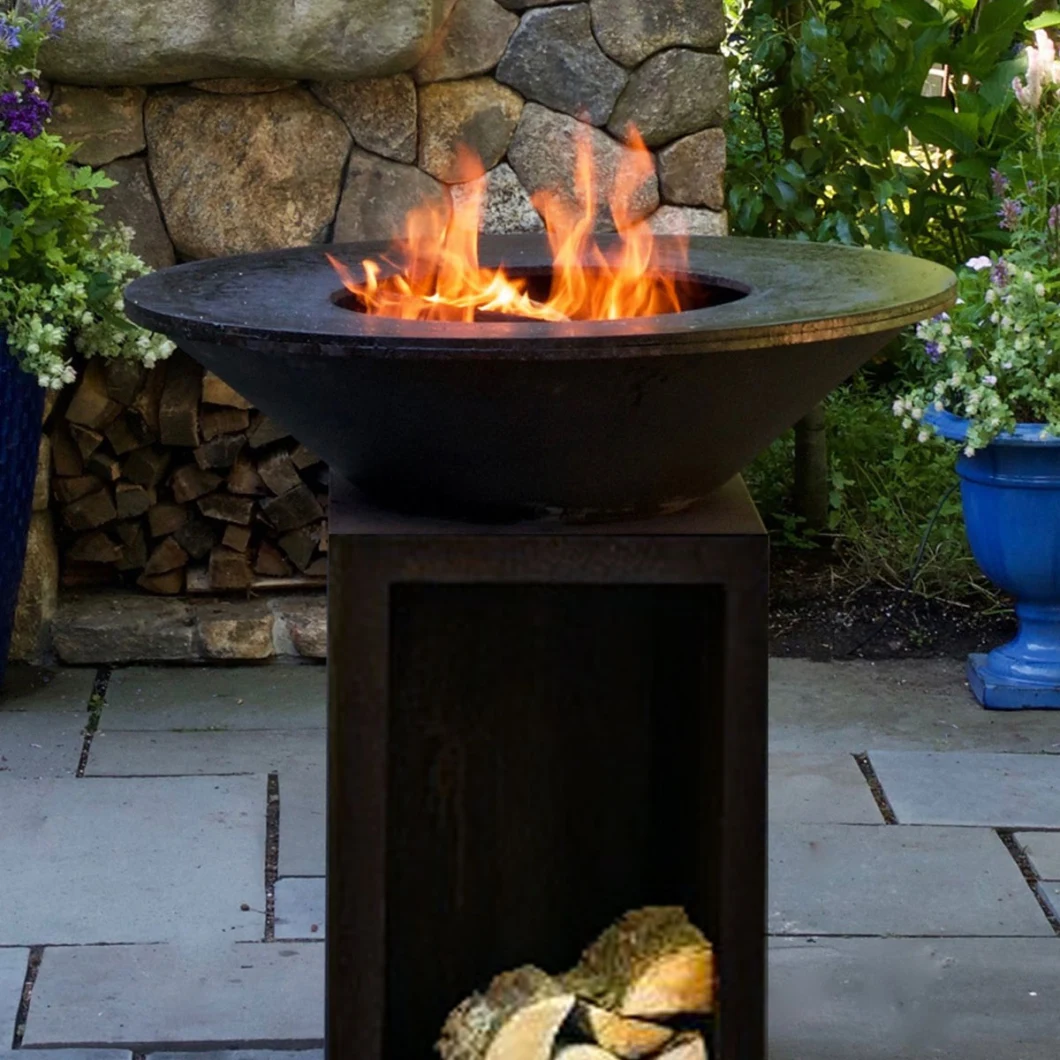 Wood and Charcoal Fuel Corten Steel Fire Pit Barbecuing